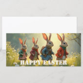 Cute Easter Bunnies Walking in Spring Meadow (Voorkant / Achterkant)