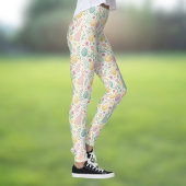 Cute Easter Bunnies with Pastel Eggs and Ferns Leggings