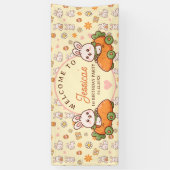 Cute Easter Bunny 1st Birthday Party Welcome Spandoek (Verticaal)