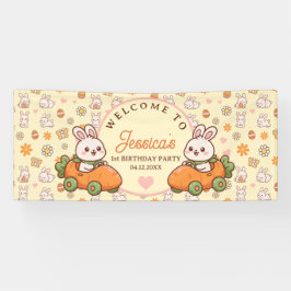Cute Easter Bunny 1st Birthday Party Welcome Spandoek