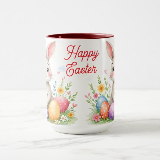 Cute Easter Bunny And Eggs Modern Collection Mok (Midden)