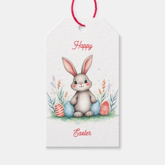 Cute Easter Bunny And Eggs Popular Collection Cadeaulabel (Voorkant)