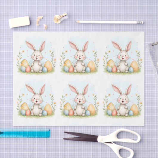 Cute Easter Bunny And Eggs Trendy Collection Tissuepapier (Craft)