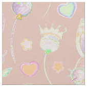 Cute Easter Bunny and Flowers Waterverf Pattern Stof (Close Up)