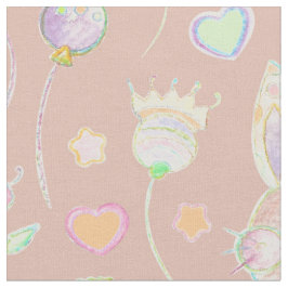 Cute Easter Bunny and Flowers Waterverf Pattern Stof