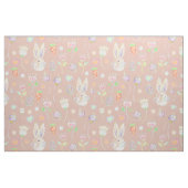 Cute Easter Bunny and Flowers Waterverf Pattern Stof (Fat Quarter)