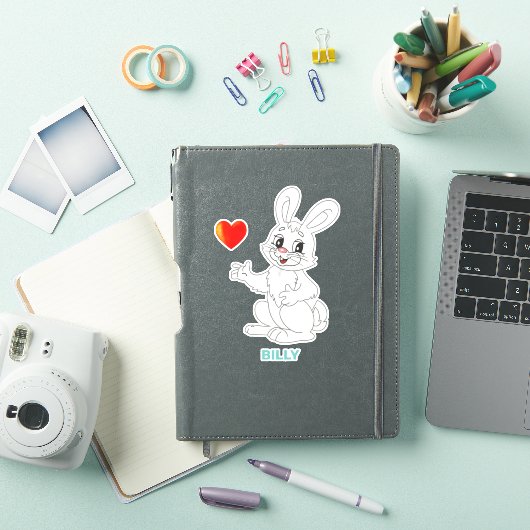 Cute Easter Bunny and Heart Sticker (iPad Cover)