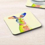 Cute Easter bunny  Bier Onderzetter<br><div class="desc">Watercolor original illustration of a cute Easter bunny rabbit in yellow and blue</div>