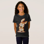 Cute Easter Bunny Black Girls T Shirt (Voorkant volledig)