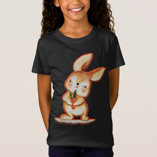 Cute Easter Bunny Black Girls T Shirt (Voorkant)