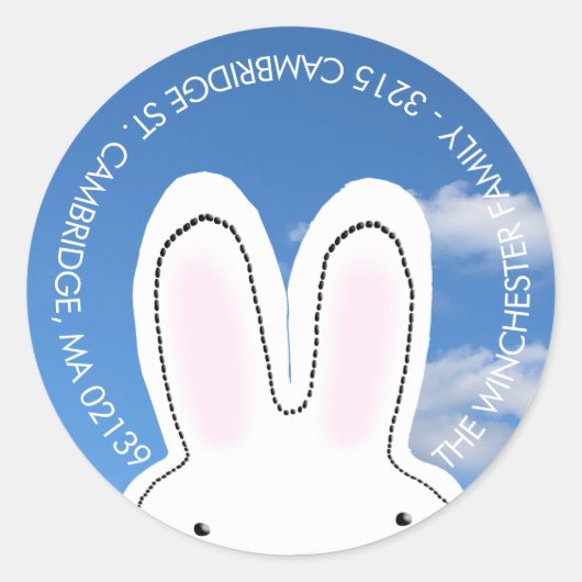 Cute Easter bunny black-hole leuk adres Ronde Sticker (Voorkant)