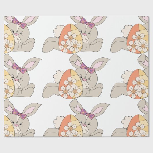 Cute Easter Bunny Cadeaupapier (Vlak)
