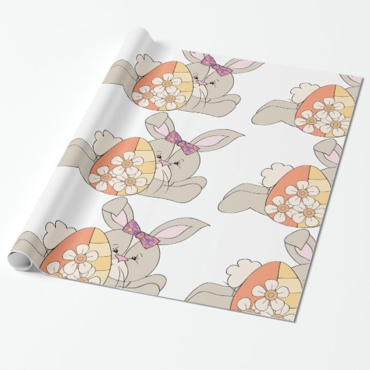 Cute Easter Bunny Cadeaupapier (Uitgerold)