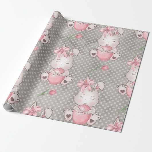 Cute Easter Bunny Cadeaupapier (Uitgerold)