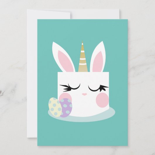 Cute Easter Bunny Cake Unicorn Egg Feestdagenkaart (Voorkant)