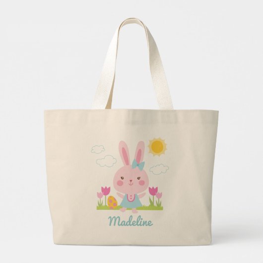 Cute Easter Bunny Canvas tas (Achterkant)