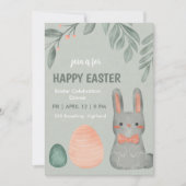 Cute Easter Bunny Celebration Dinner Invitation Kaart (Voorkant)