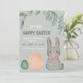 Cute Easter Bunny Celebration Dinner Invitation Kaart (Staand voorkant)