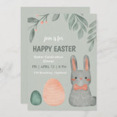Cute Easter Bunny Celebration Dinner Invitation Kaart (Voorkant / Achterkant)