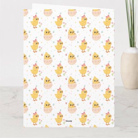 Cute Easter Bunny & Chicks | Happy Easter Kaart (Achterkant)