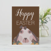 Cute Easter Bunny Chocolate Brown Feestdagenkaart (Staand voorkant)