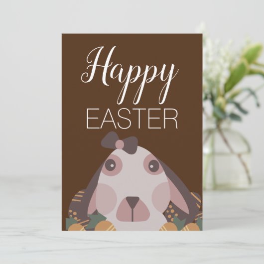 Cute Easter Bunny Chocolate Brown Feestdagenkaart (Staand voorkant)