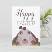 Cute Easter Bunny Chocolate Brown Holiday Kaart (Staand voorkant)