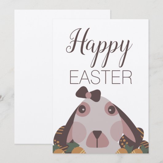 Cute Easter Bunny Chocolate Brown Holiday Kaart (Voorkant / Achterkant)
