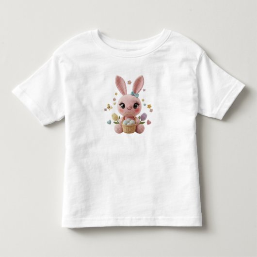 Cute Easter Bunny Crochet Style Pastel Spring Art Kinder Shirts (Voorkant)