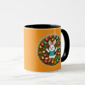 Cute Easter Bunny – Decorative Wreath caneca Mok (Voorkant rechts)