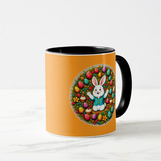 Cute Easter Bunny – Decorative Wreath caneca Mok (Voorkant rechts)