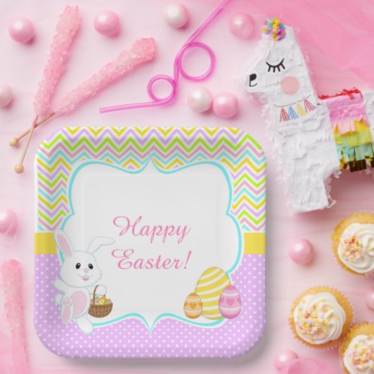 Cute Easter Bunny Easter Hunt Papieren Bordje (Feest)