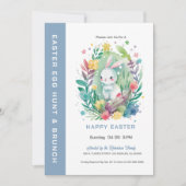 Cute Easter Bunny-Egg Hunt & Brunch Invite Kaart (Voorkant)
