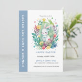 Cute Easter Bunny-Egg Hunt & Brunch Invite Kaart (Staand voorkant)