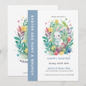 Cute Easter Bunny-Egg Hunt & Brunch Invite Kaart (Voorkant / Achterkant)
