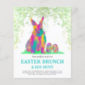 Cute Easter Bunny Egg Hunt en Brunch Blauwgroen Flyer (Voorkant)