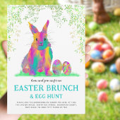 Cute Easter Bunny Egg Hunt en Brunch Blauwgroen Kaart