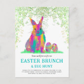 Cute Easter Bunny Egg Hunt en Brunch Blauwgroen Uitnodiging Briefkaart (Voorkant)