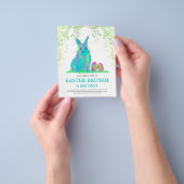 Cute Easter Bunny Egg Hunt en Brunch Blue Flyer (Hand)