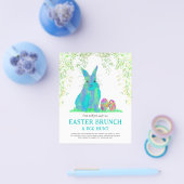 Cute Easter Bunny Egg Hunt en Brunch Blue Flyer (Enkel)