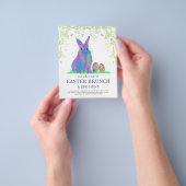 Cute Easter Bunny Egg Hunt en Brunch Flyer (Hand)