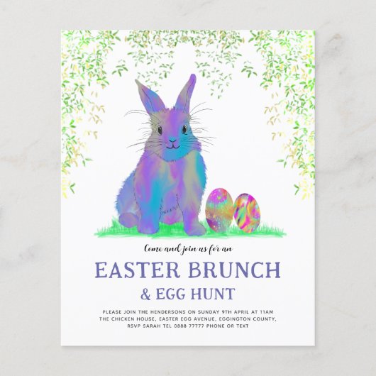 Cute Easter Bunny Egg Hunt en Brunch Flyer (Voorkant)