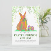 Cute Easter Bunny Egg Hunt en Brunch Kaart (Staand voorkant)