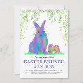 Cute Easter Bunny Egg Hunt en Brunch Paars Kaart (Voorkant)