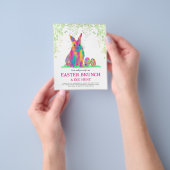 Cute Easter Bunny Egg Hunt en Brunch Pink Flyer (Hand)
