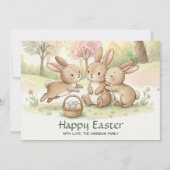 Cute Easter Bunny Egg Hunt & Picnic Feestdagenkaart (Voorkant)