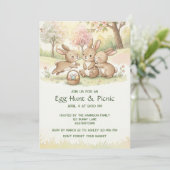 Cute Easter Bunny Egg Hunt & Picnic Party Kaart (Staand voorkant)