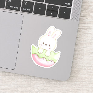 Cute Easter Bunny Egg Pink Green Vinyl Sticker