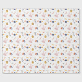Cute Easter Bunny Egg Spring Floral Pattern Cadeaupapier (Vlak)