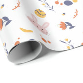 Cute Easter Bunny Egg Spring Floral Pattern Cadeaupapier (Rol Hoek)